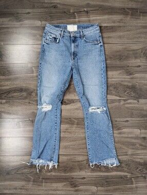 Mother Superior Insider Crop Step Frey Medium Wash Distressed Size 28